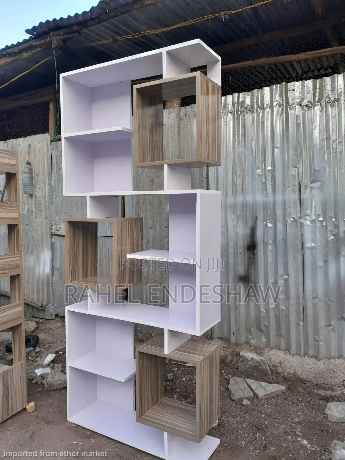 White With Gray Laminated Book Shelf