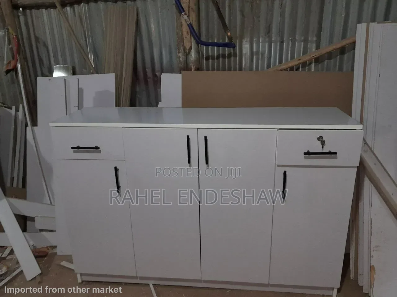White Laminated Kitchen Cabinet