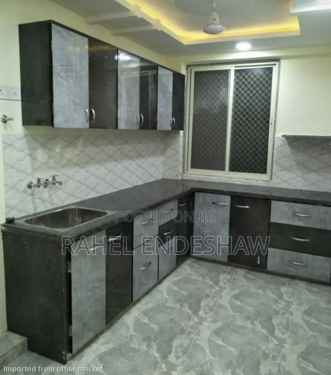 Black and Gray Kitchen Cabinet